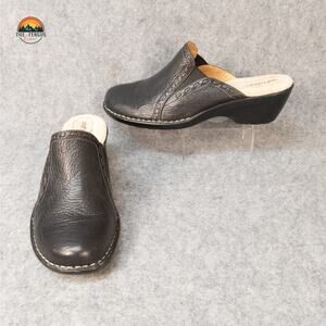 Softspots Leather Mules Black Comfort Block Heels Slip-Resistant Women's Sz 11M